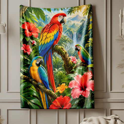 Tropical parrots hibiscus - parrots,